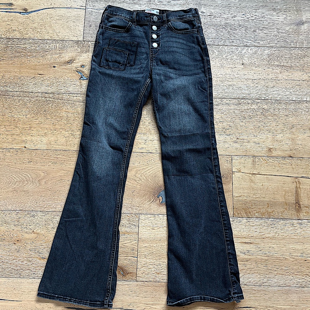Abercrombie and Fitch Kids 13/14 High Rise Black Flare Jeans